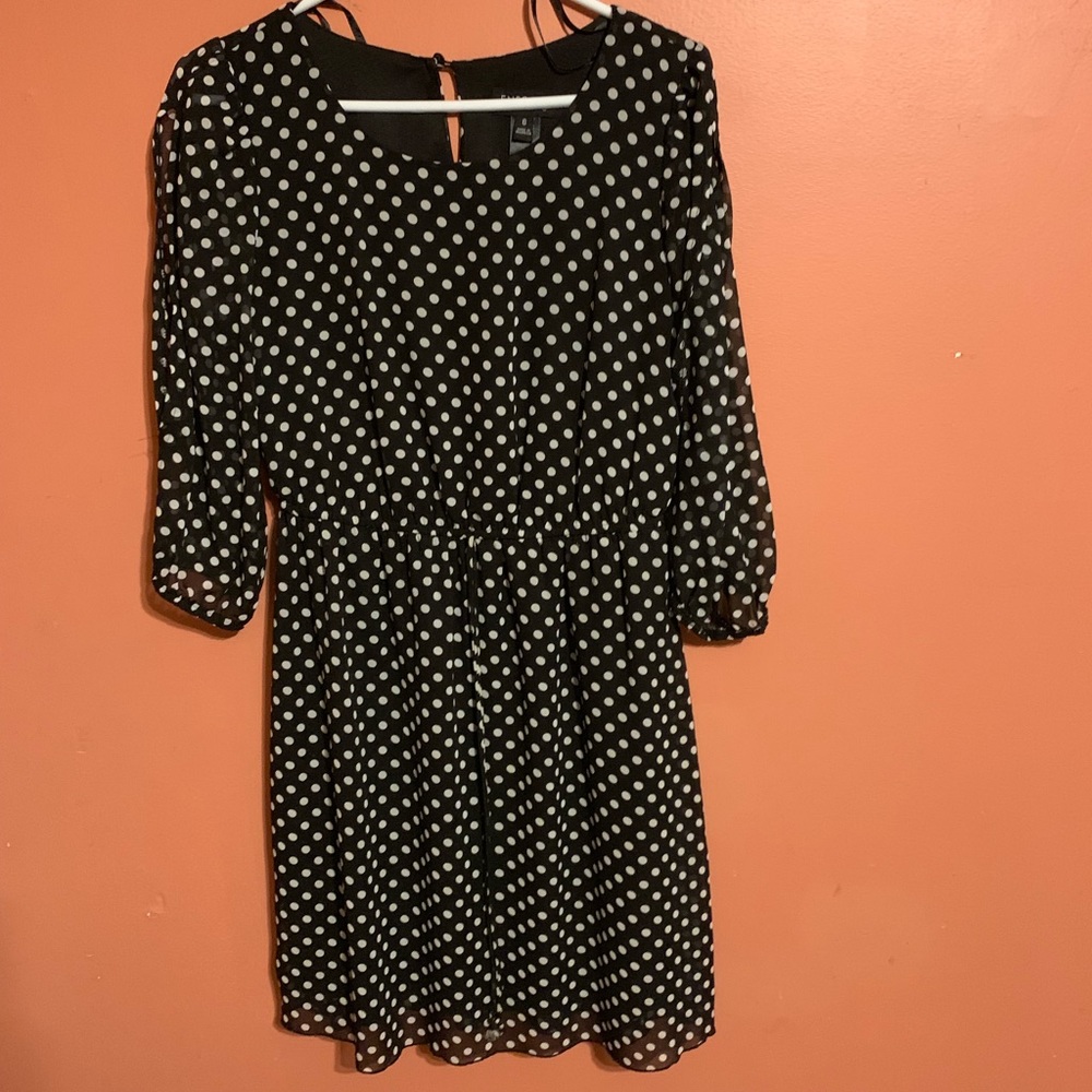 All black dress with white polka dots